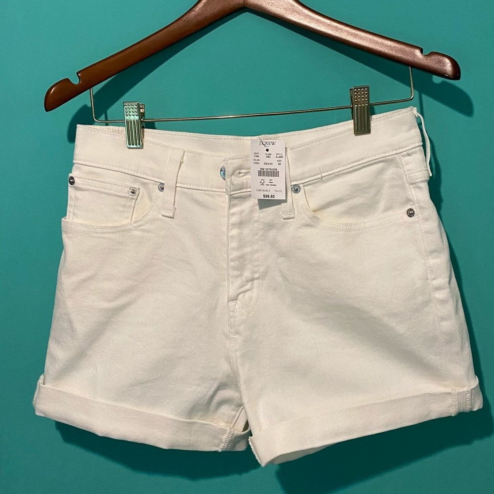 White jean shorts